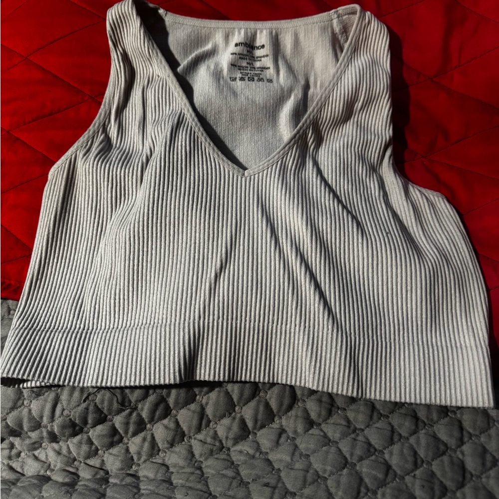 Ambiance white Ribbed Crop Top